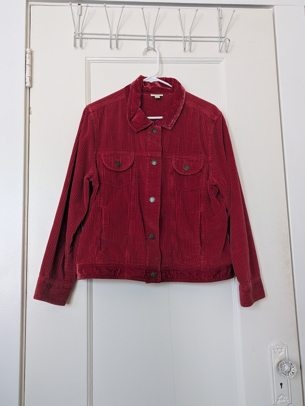 J. Jill Red Corduroy Button-Front Jacket